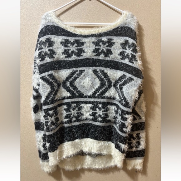 Express Sweaters - Express Black and White Patterned Sweater